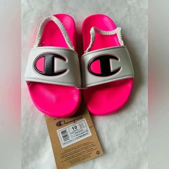 Champion Other - Champion Little Kids & Big Girls Neon  pink Slide Sandals Size 10